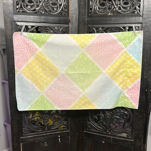 Vintage Sears Perma-Prest Percale Pillowcase Cover. Pastel Patchwork / Gingham.